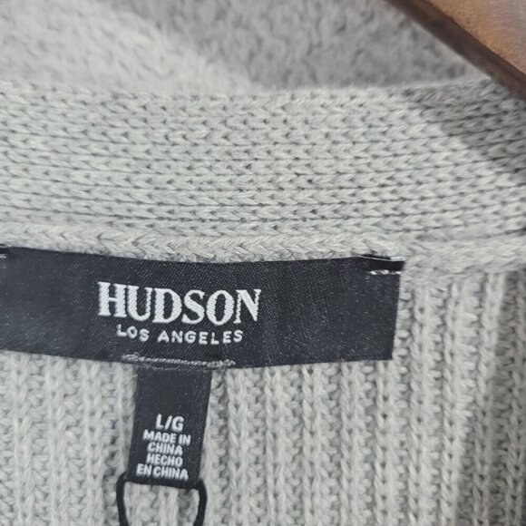 NEW Hudson Los Angeles Cotton Button-Up Cardigan Sweater Gray Womens L - Picture 5 of 7